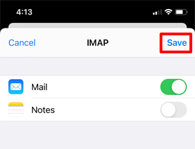 Enable Mail and Click Save