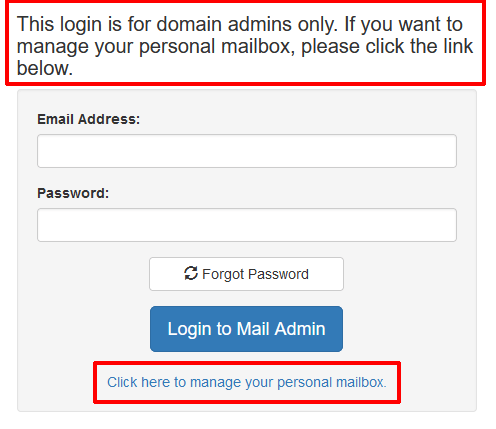 Mail Admin Login
