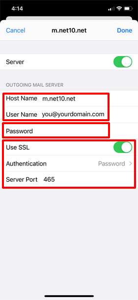 SMTP Server Settings