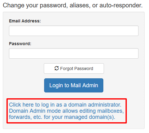 User Mail Admin - Login