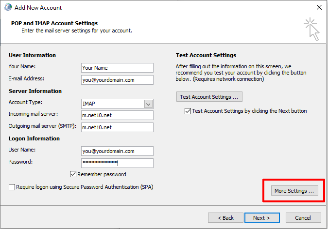 Account Details dialog