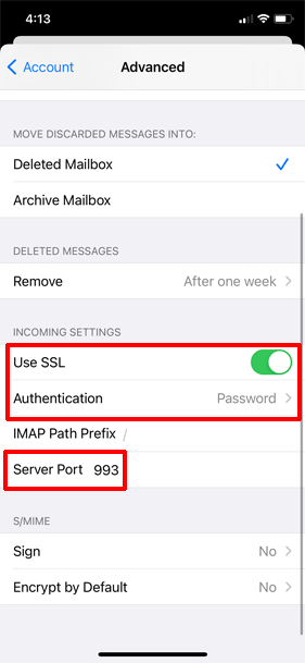 Advanced Incoming Settings