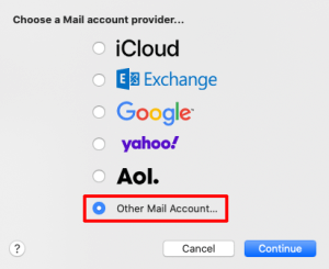 Other Mail Account screenshot
