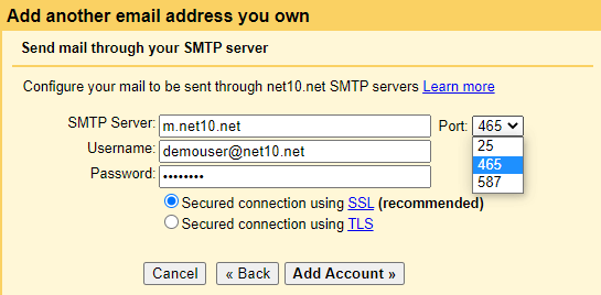 Gmail SMTP server
