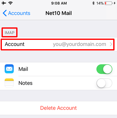 iOS 13 Edit Settings - Select Account
