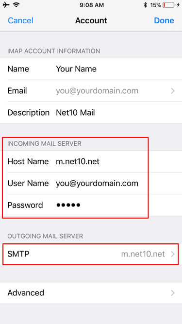 iOS 13 Incoming Server Settings Update