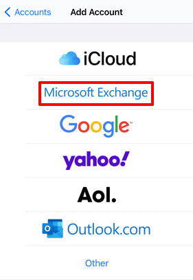 Select Microsoft Exchange