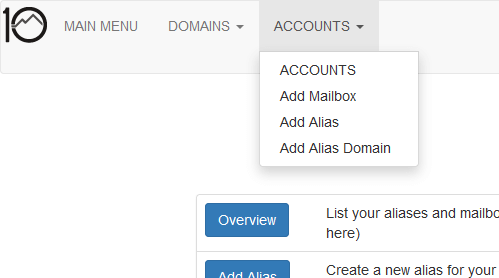 Mail Admin Main Menu