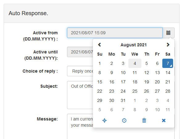 User Mail Admin - Auto-Responder