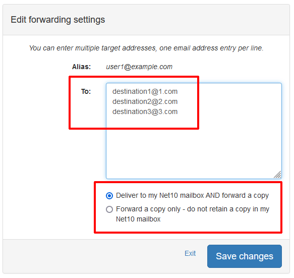 User Mail Admin - Forwarding